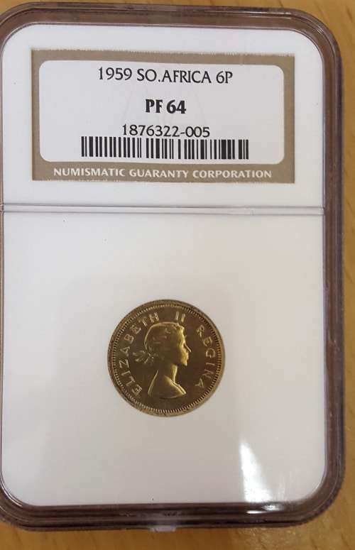 1959 6 Penny NGC Graded PF64