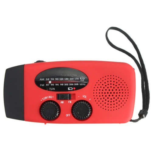 Emergency Solar Hand Crank Wind Up 3 LED Flashlight Torch AM FM Radio Charger