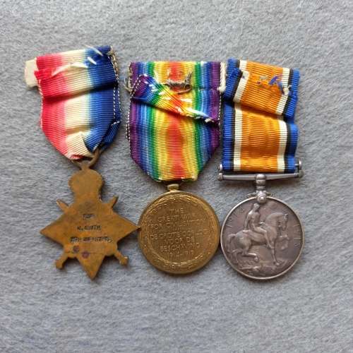 3 X FULL SIZE WW1 MEDALS AWARDED TO PTE. J. SMITH. 7 TH S.A.I. 11th INFANTARY