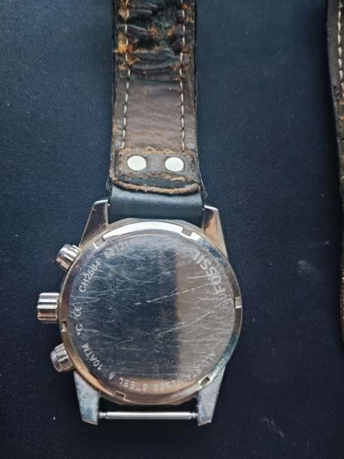 Fossil Coachman Chronograph Black Leather Watch