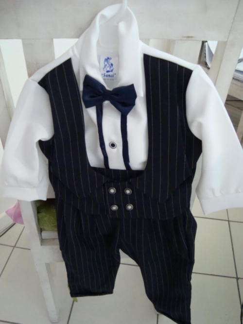 Christening boys navy pinstripe suit