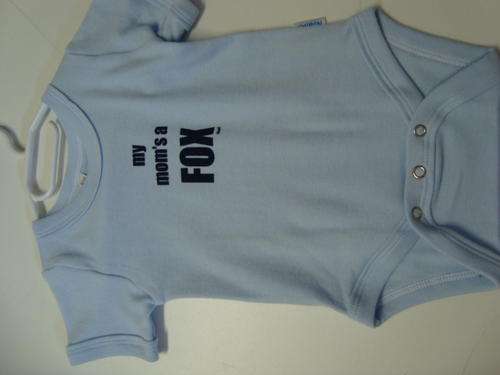 Blue Babygrow with slogan My Moms a Fox 6-12 months