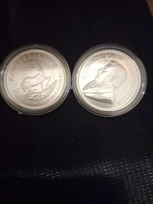 2020 1 oz Kruger Rand 99.9% pure silver coins in capsule