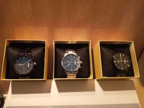 RETAIL R1999 BLACK BLUE SOLID STAINLESS STEEL MEN'S WATCHES