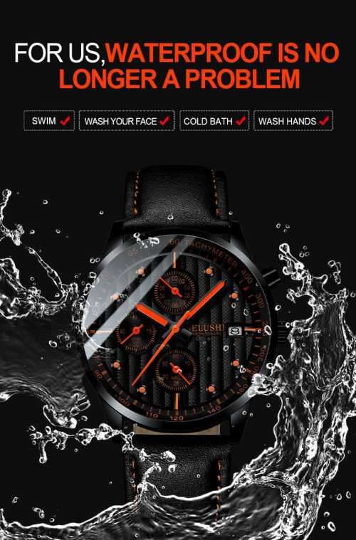 BELUSHI GENUINE LEATHER CHRONOGRAPH WATERPROOF
