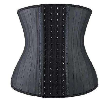 WOMENS WAIST TRAINING CORSETS LATEX UNDERBUST CINCHER SPORTS GIRDLE HOURGLASS BODY SHAPER, BLACK