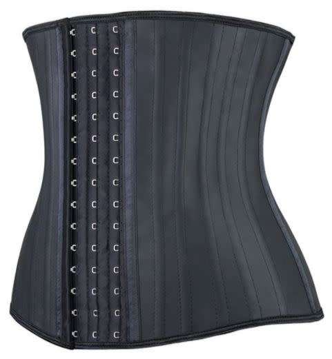 WOMENS WAIST TRAINING CORSETS LATEX UNDERBUST CINCHER SPORTS GIRDLE HOURGLASS BODY SHAPER, BLACK