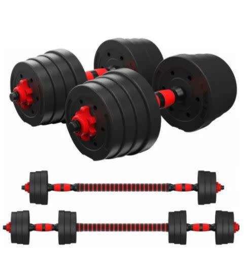 20KG Plastic Cement Indoor Fitness Weight Lifting Adjustable Dumbbells