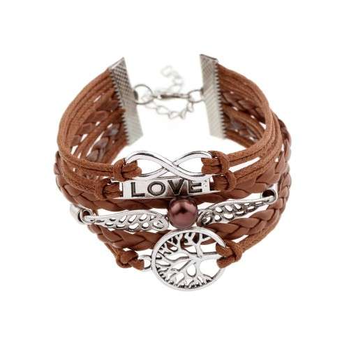 Handmade Wristband Braided Wax Cords Love Anchor Owl Hungry Games Leather Charms bracelets & Bangles