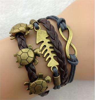 Handmade Wristband Braided Wax Cords  Leather Charms bracelets & Bangles