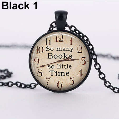Glass So Many Books So Little Time Letter Pendant Necklace Jewelery Lover Gift