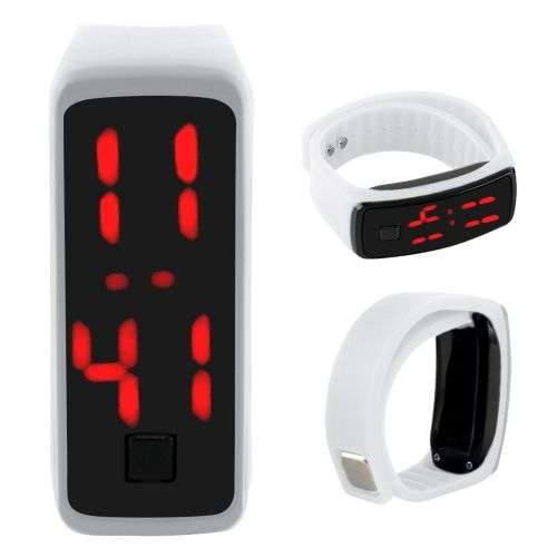 HOT Mens Womens Sports Silicone Red LED Sport Bracelet Touch Digital Wrist Watch