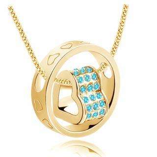 Heart Charm Rhinestone Austrian Crystal Necklace Pendant & Chain Fashion Jewelry gold