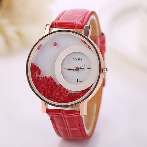 Relogio Feminino Fashion Leather Watch Quartz Luxury Rhinestone Bracelet Watch
