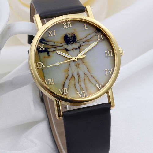 Womens Crystal Dial Leather Band Quartz Analog Bracelet Wrist Watch Gift