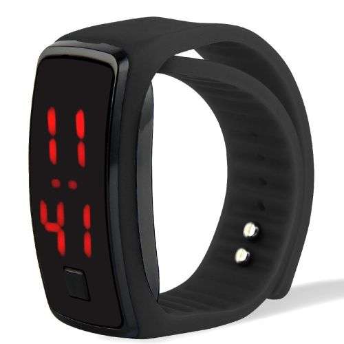 HOT Mens Womens Sports Silicone Red LED Sport Bracelet Touch Digital Wrist Watch