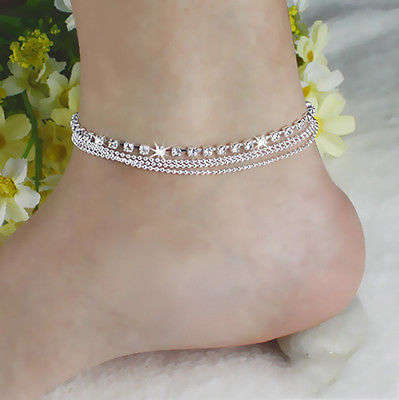 Charm-Women-Foot-Jewelry-Silver-Bead-Chain-Anklet-Bracelet-Barefoot-Sandal-Beach  Charm-Women-Foot