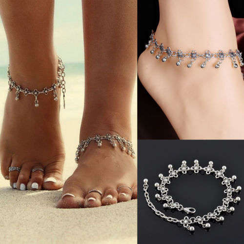 Charm-Women-Foot-Jewelry-Silver-Bead-Chain-Anklet-Bracelet-Barefoot-Sandal-Beach  Charm-Women-Foot