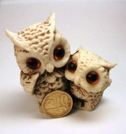 Exclusive Porcelain Figurine! *Mother & Baby Owl*