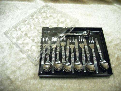 Hand Decorated 6 Teaspoons, 6 Cake forks and Sugar Spoon!