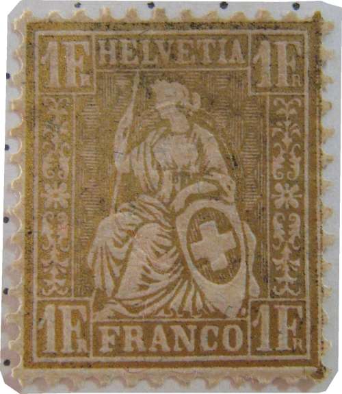 1 x gold 1Fr stamp from Switzerland (as shown)