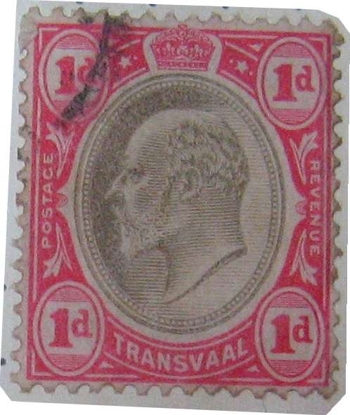 1 x red and black one penny Transvaal stamp (as shown)