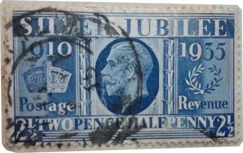 1 x blue two pence half penny Great Britain stamp