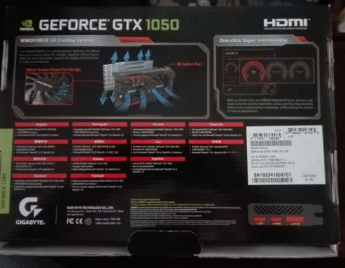 Gigabyte Geforce GTX 1050 2GB OC edition graphics card