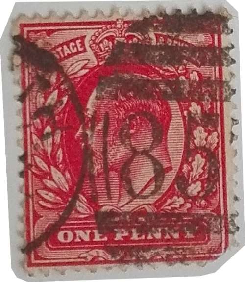 1 x King Edward VII red one penny stamp with special date stamp (as shown)
