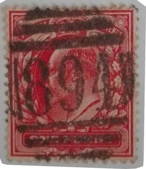 1 x King Edward VII red one penny stamp with special date stamp (as shown)