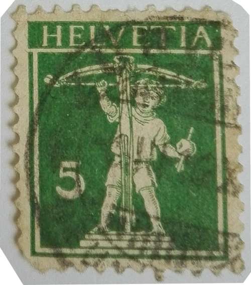 1 x green 5c 1910 stamp from Switzerland (stamp as shown)