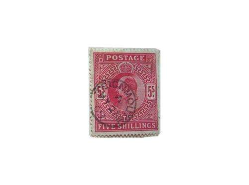1 x KE VII large cerise 5 shillings stamp (as shown)