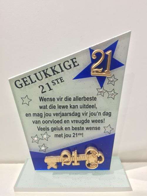 21st birthday keys with Afrikaans