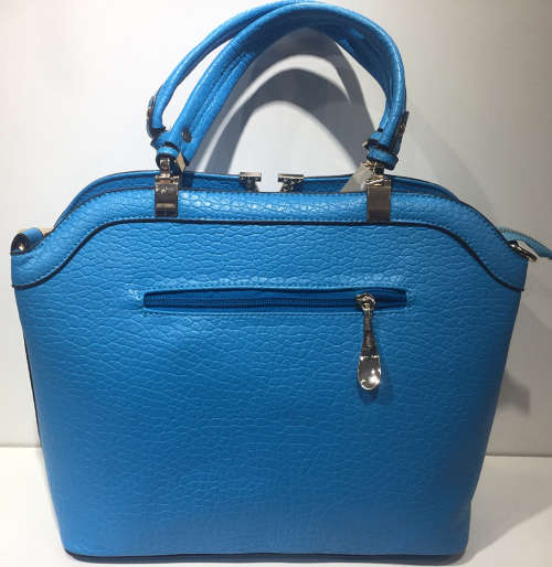 lady's elegant handbag with "V" in front (sling included) light blue     size: 30×24×14cm