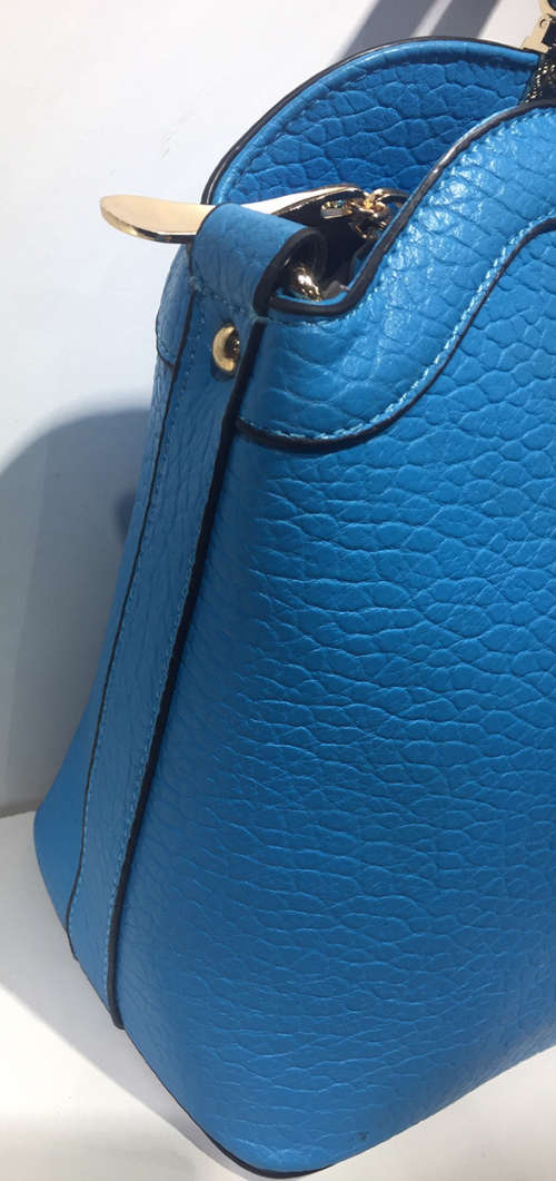 lady's elegant handbag with "V" in front (sling included) light blue     size: 30×24×14cm