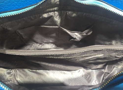 lady's elegant handbag with "V" in front (sling included) light blue     size: 30×24×14cm