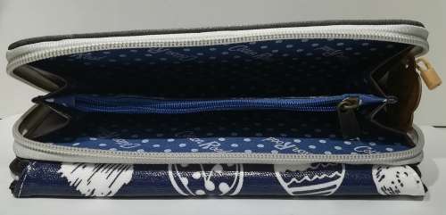 Cotton road wallet with heart, with clip, pu leather&oil skin,size: 20*4*10cm