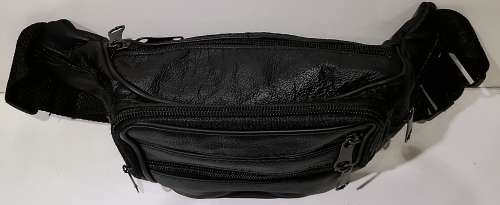 Waist bag with double zips in front,size:32*18*9cm, adjustable belt, black