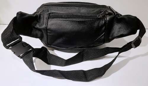 Waist bag with double zips in front,size:32*18*9cm, adjustable belt, black
