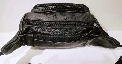 Waist bag with double zips in front,size:32*18*9cm, adjustable belt, black