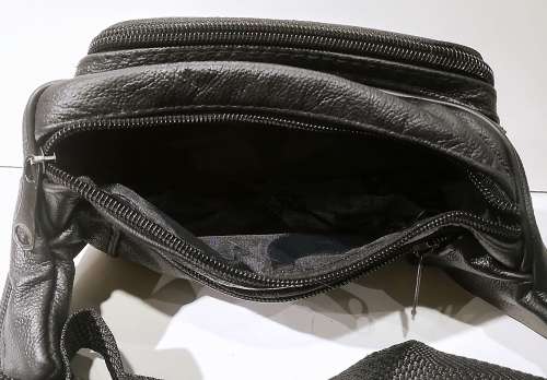 Waist bag with double zips in front,size:32*18*9cm, adjustable belt, black