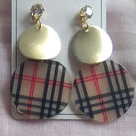Earing, Burberry Tartan pattern, High quality lady's fashion costume earring