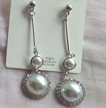 Earring,calsic design with white pearls , High quality lady's fashion costume earring