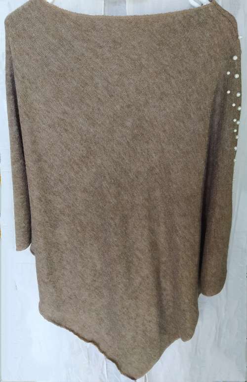 Lady's winter poncho with white pearls, one size fits all