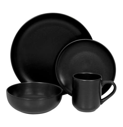 RUSSELL HOBBS STONEWARE 16 PIECE DINNER SET WHITE or CHARCOAL
