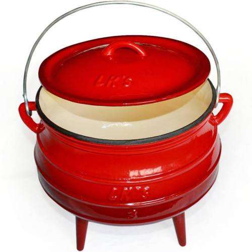BRAND NEW SEALED IN THE BOX POTJIE NO 3 ENAMEL COATING 26 CM  RED COLOR