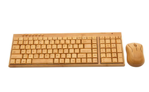 Hand-Carved Designer Bamboo Wireless Keyboard and Mouse Combo (Brand New)