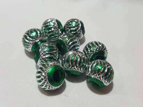 Emerald Green and silver detail aluminium beads
