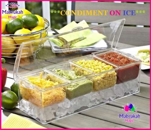 CLEARANCE BELOW COST START ***ELEGANT SERVER***CONDIMENT ON ICE # LARGE 4X(250ML) COMPARTMENT***