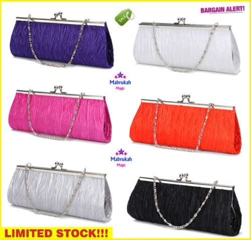 ***LIMITED STOCK OFFER***VERSATILE BLACK EXQUISITE & EVER STYLISH LADIES EVENING SATIN CLUTCH BAG***